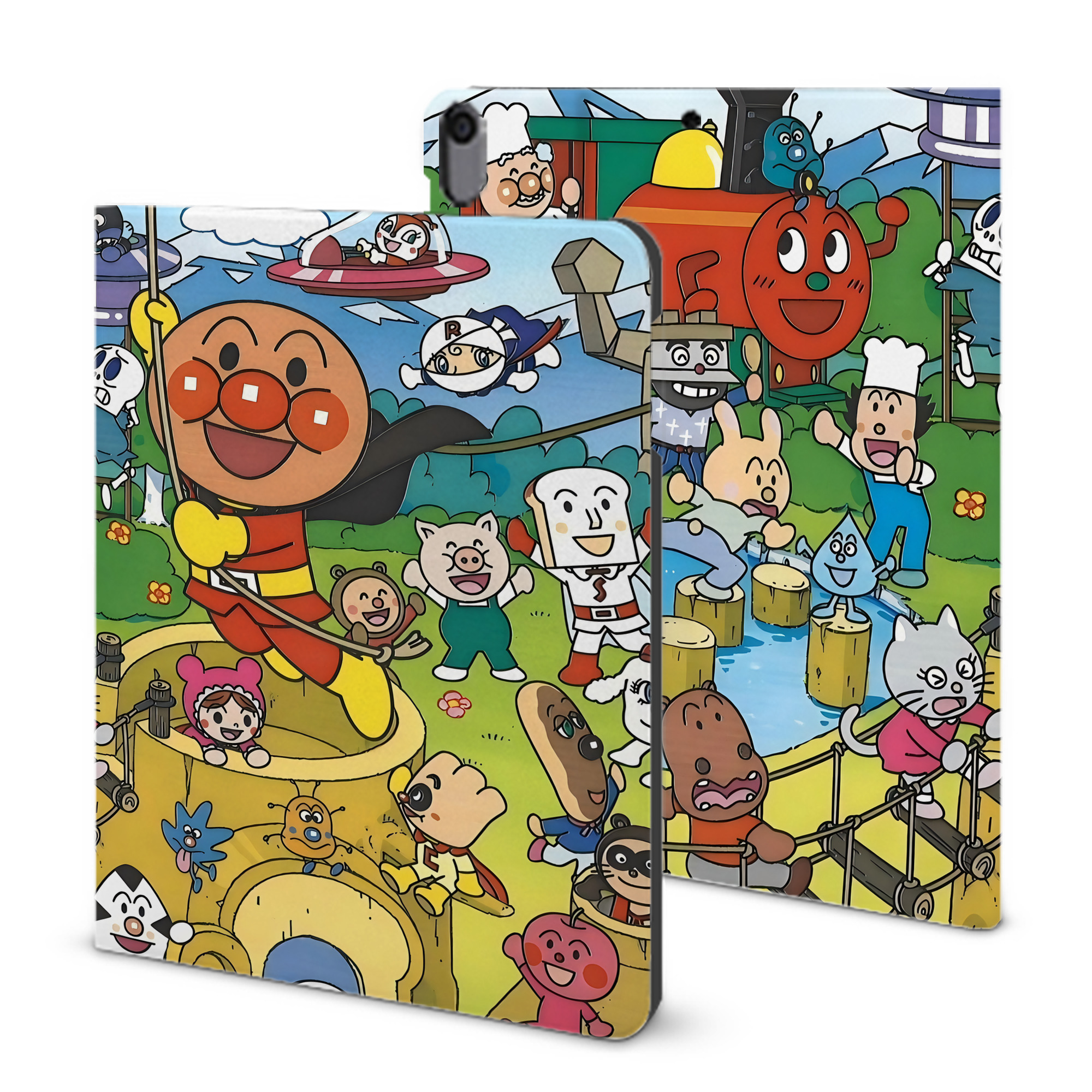 （画像用） アンパンマン Anpanman IPad ケース ブック型 PUレザー TPU 耐衝撃 軽量 薄型 ペン収納なし 全面保護 IPad 各モデル対応